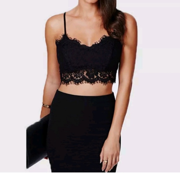 Black Sheer Lace Floral Bralette NWT - Picture 2 of 4